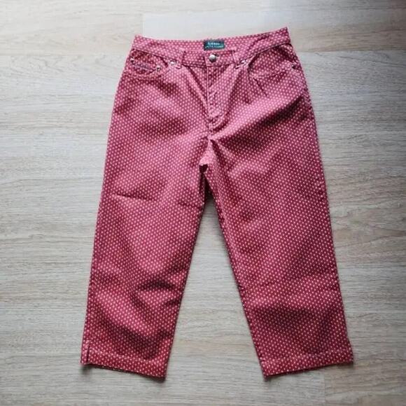 Lauren, Ralph Lauren woman size 14 red capri jeans with white polkadots - Picture 1 of 7